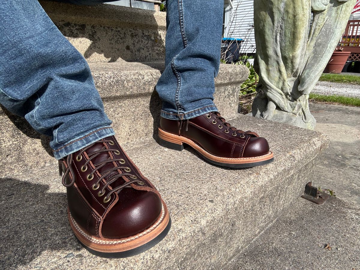Photo by lemoncurry on May 16, 2026 of the Crush On Retro LTT Combat Boots in In House Oiled Cowhide (Brown).