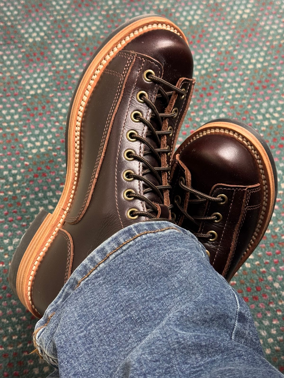 Photo by lemoncurry on May 19, 2026 of the Crush On Retro LTT Combat Boots in In House Oiled Cowhide (Brown).