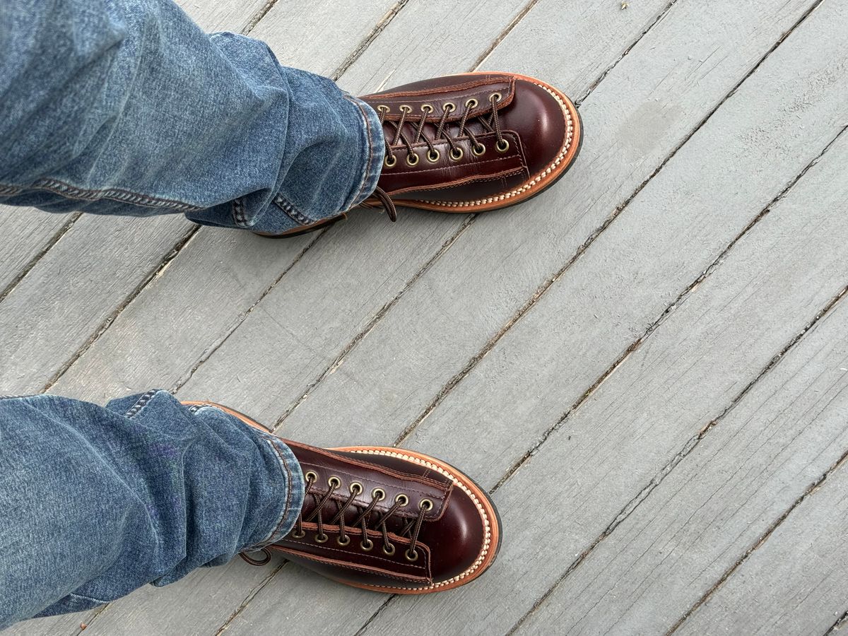 Photo by lemoncurry on June 20, 2026 of the Crush On Retro LTT Combat Boots in In House Oiled Cowhide (Brown).
