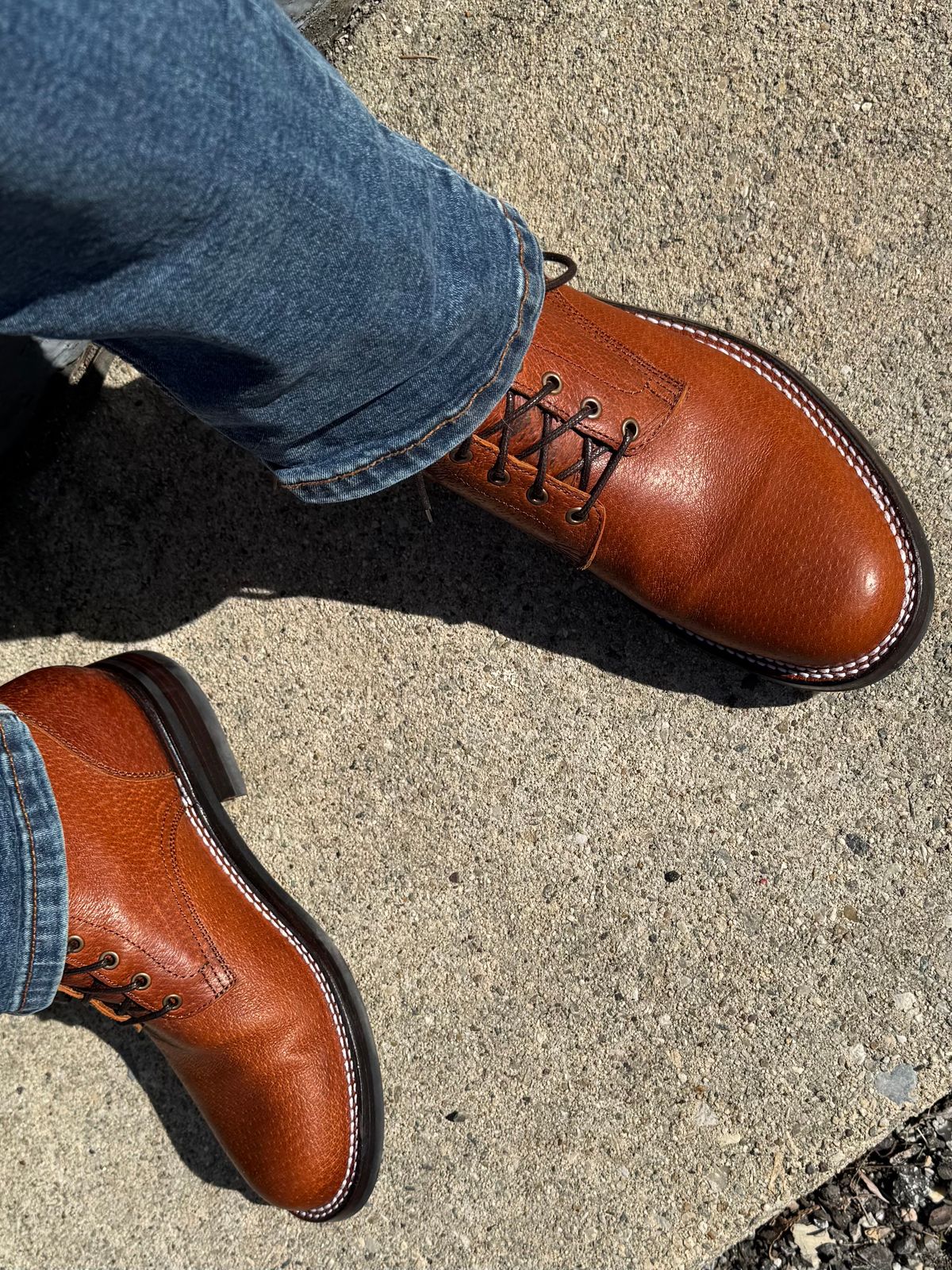 Photo by lemoncurry on May 22, 2026 of the Caswell X Stridewise Lisbon in Jabari Wild Boar Cognac.