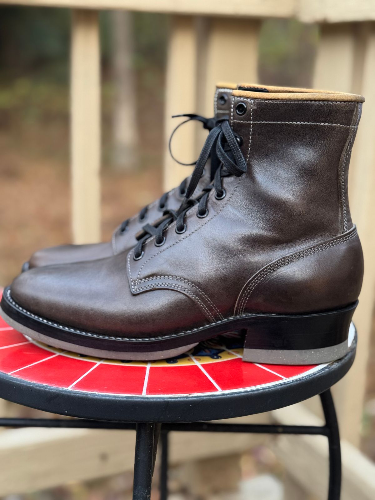 Photo by lrodeffer on November 1, 2025 of the Role Club Greyhound in Grey Italian Horsehide.