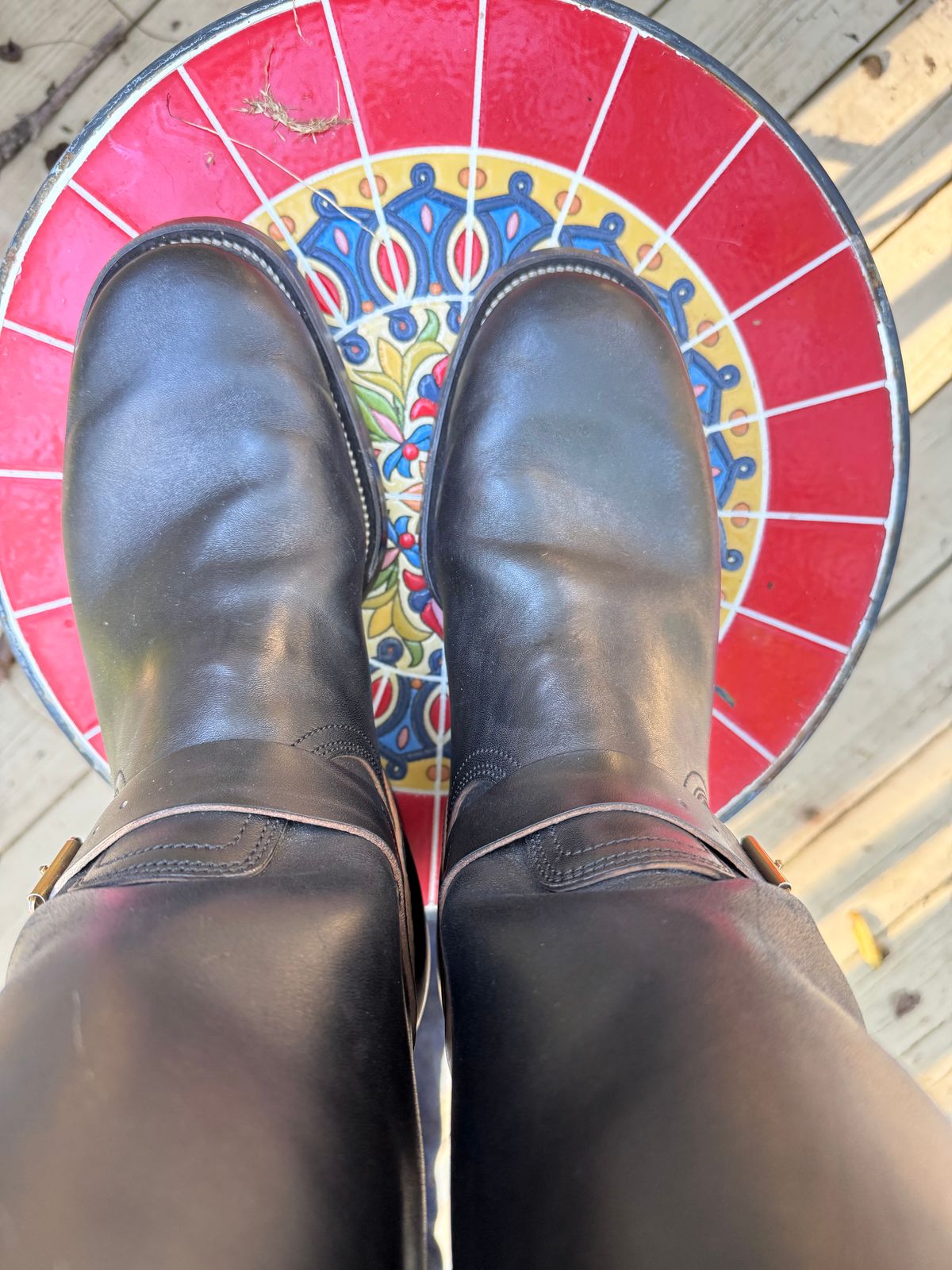 Photo by lrodeffer on October 1, 2025 of the Unsung House U22-2 Engineers in Maryam Toscanello Horsebutt Overdyed Black.