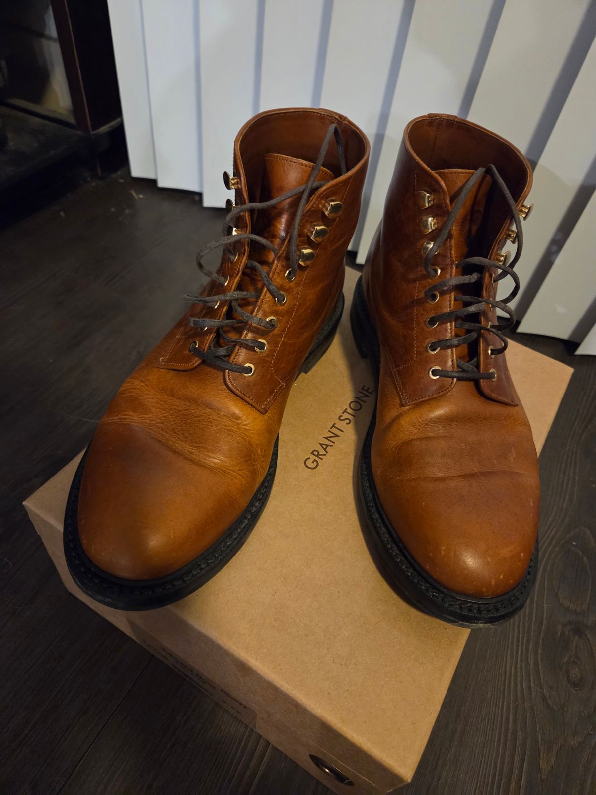 Photo by DRYoung on November 6, 2025 of the Grant Stone Edward Boot in C.F. Stead Brooklyn Calf.