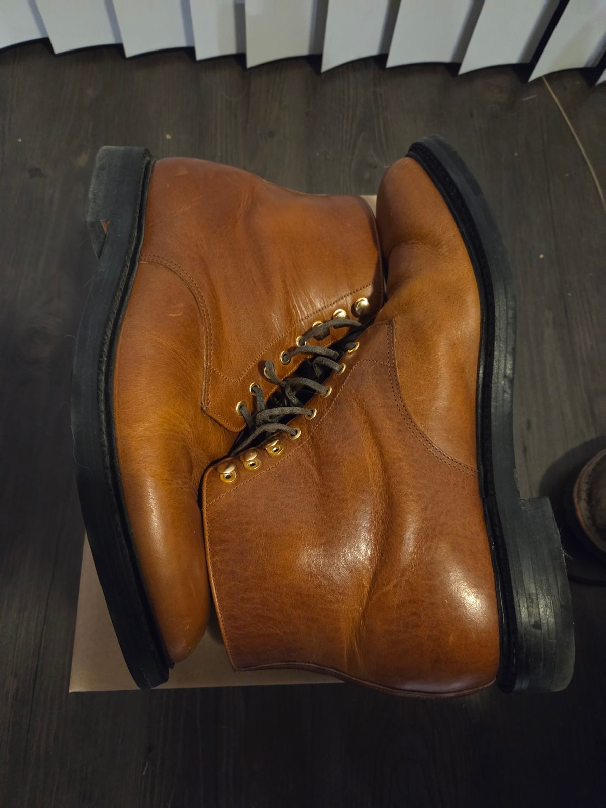 Photo by DRYoung on November 6, 2025 of the Grant Stone Edward Boot in C.F. Stead Brooklyn Calf.