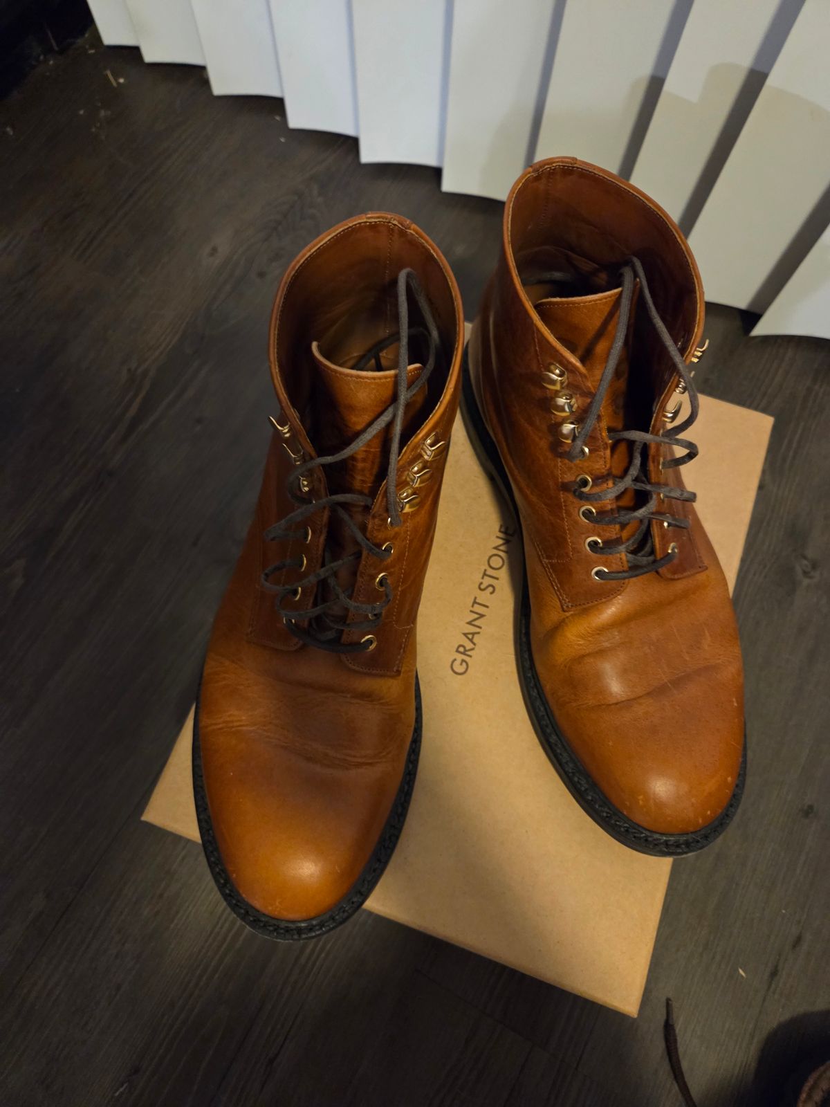 Photo by DRYoung on November 6, 2025 of the Grant Stone Edward Boot in C.F. Stead Brooklyn Calf.