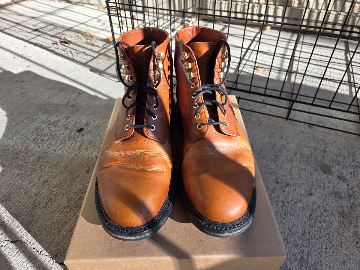 Photo by DRYoung on January 5, 2026 of the Grant Stone Edward Boot in C.F. Stead Brooklyn Calf.