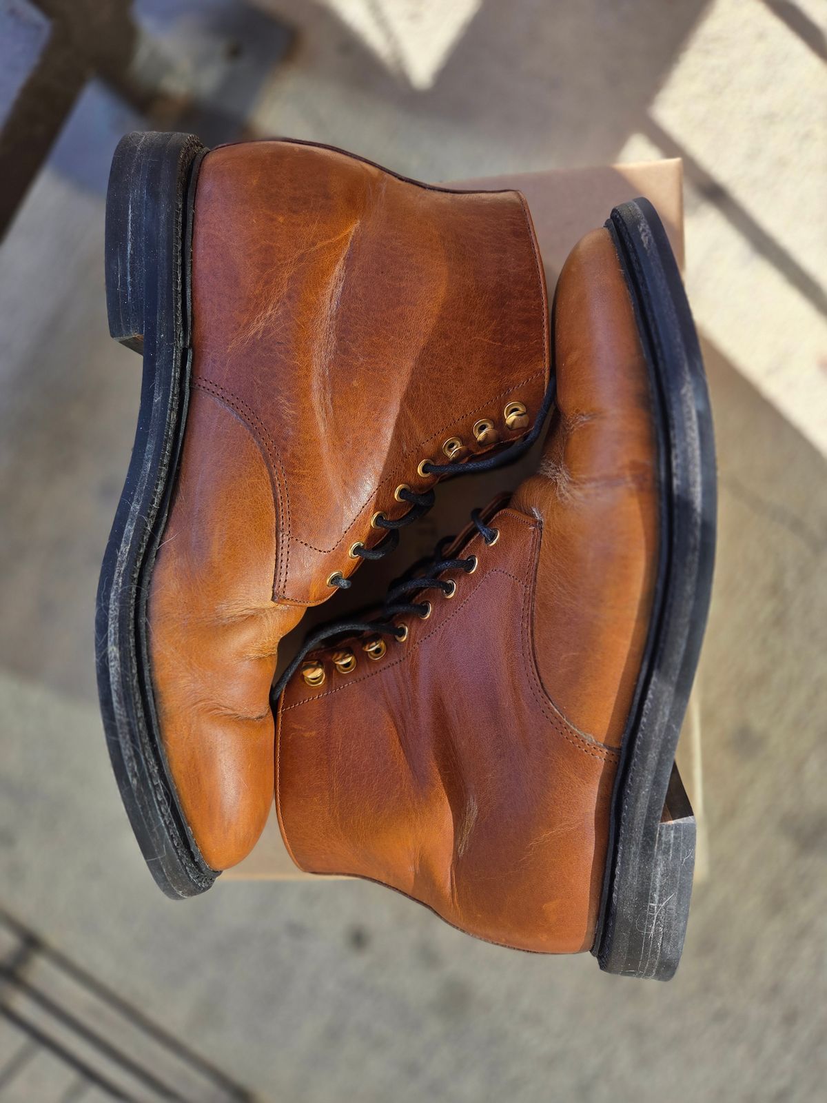 Photo by DRYoung on January 5, 2026 of the Grant Stone Edward Boot in C.F. Stead Brooklyn Calf.