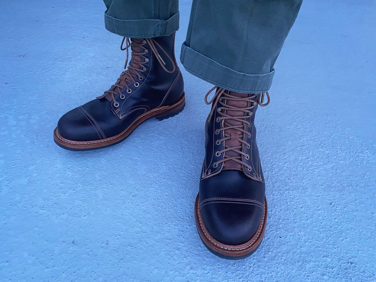 Photo by undifferentiated on March 26, 2025 of the Truman Cap Toe Boot in Horween Java Waxed Flesh.