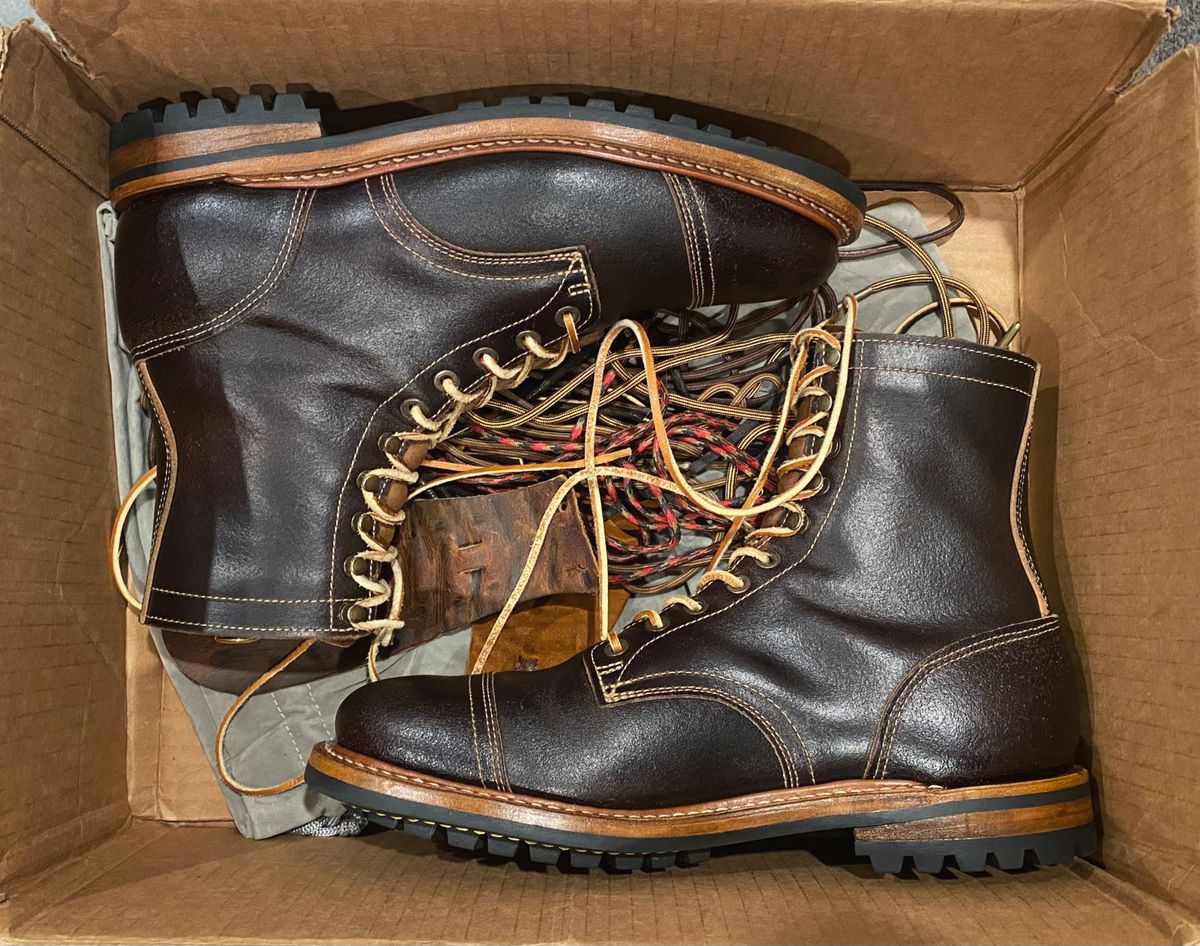 Photo by undifferentiated on October 13, 2025 of the Truman Cap Toe Boot in Horween Java Waxed Flesh.