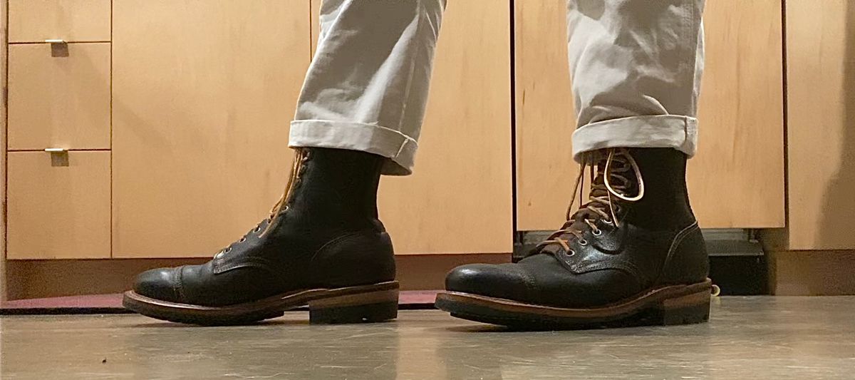 Photo by undifferentiated on March 5, 2026 of the Truman Cap Toe Boot in Horween Java Waxed Flesh.