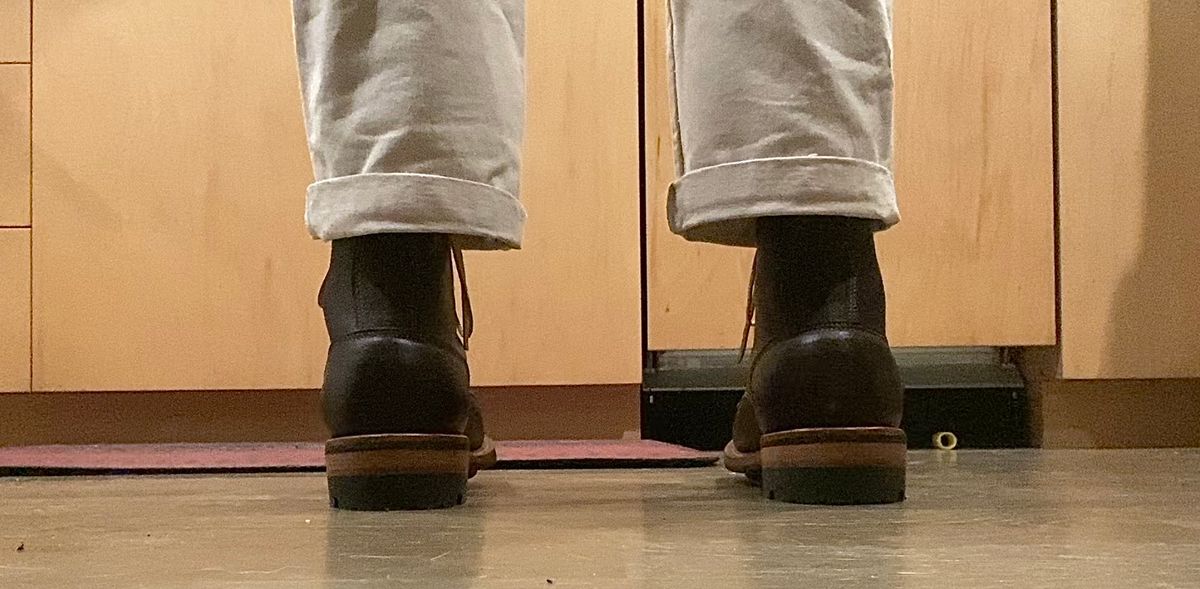 Photo by undifferentiated on March 5, 2026 of the Truman Cap Toe Boot in Horween Java Waxed Flesh.