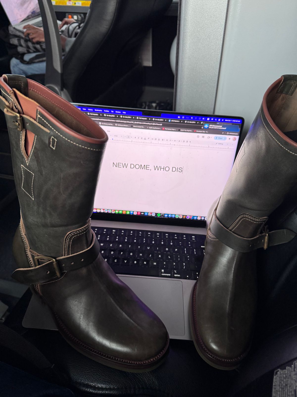 Photo by dbagdog on October 1, 2025 of the Clinch Engineer Boots 11-Inch Height in Green Overdyed Horsebutt.