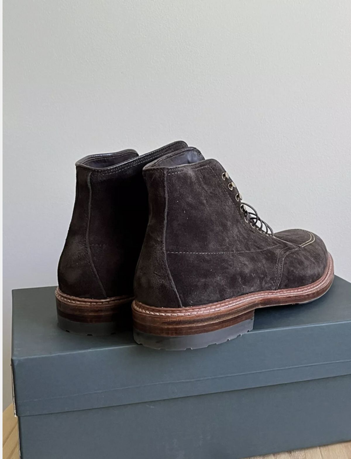 Photo by hf on November 20, 2024 of the Alden Indy Boot in Dark Brown Suede.