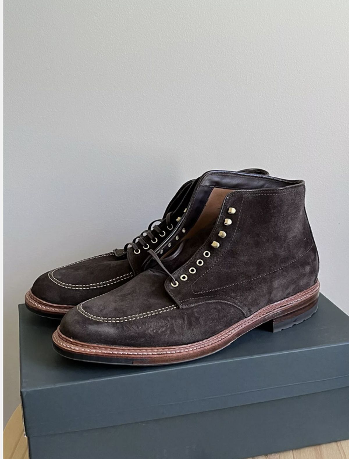 Photo by hf on March 13, 2025 of the Alden Indy Boot in Dark Brown Suede.