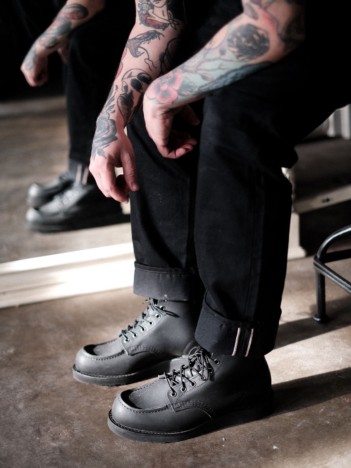 Photo by Dunncloth on January 30, 2026 of the Red Wing 8074 Moc Toe in Redwing / Black Harness.