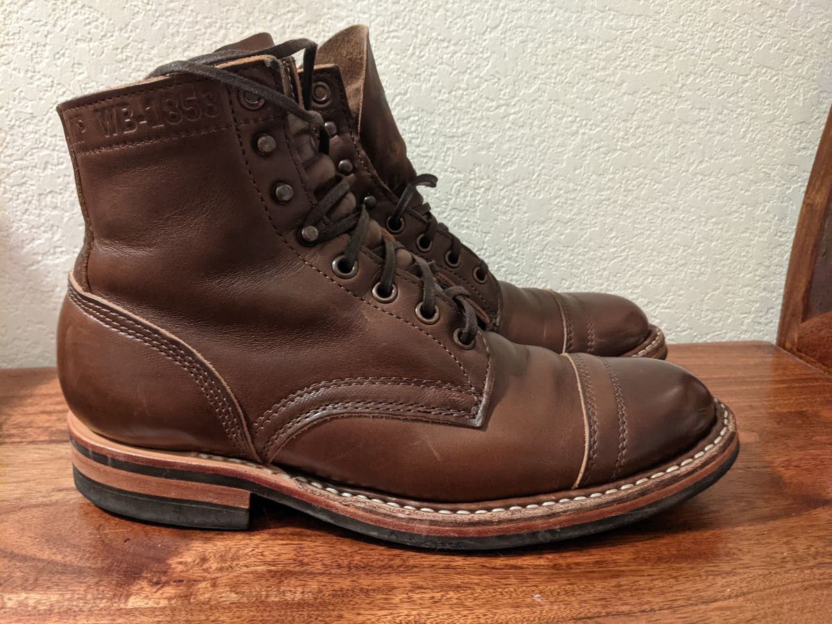 Photo by franklynne on September 25, 2021 of the White's MP-Sherman Toe Cap in Horween Brown Chromexcel.