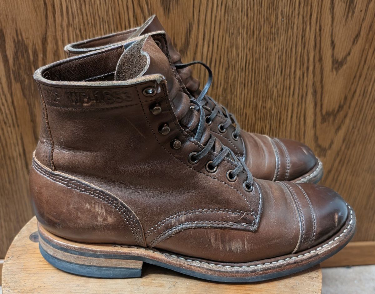 Photo by franklynne on December 27, 2025 of the White's MP-Sherman Toe Cap in Horween Brown Chromexcel.