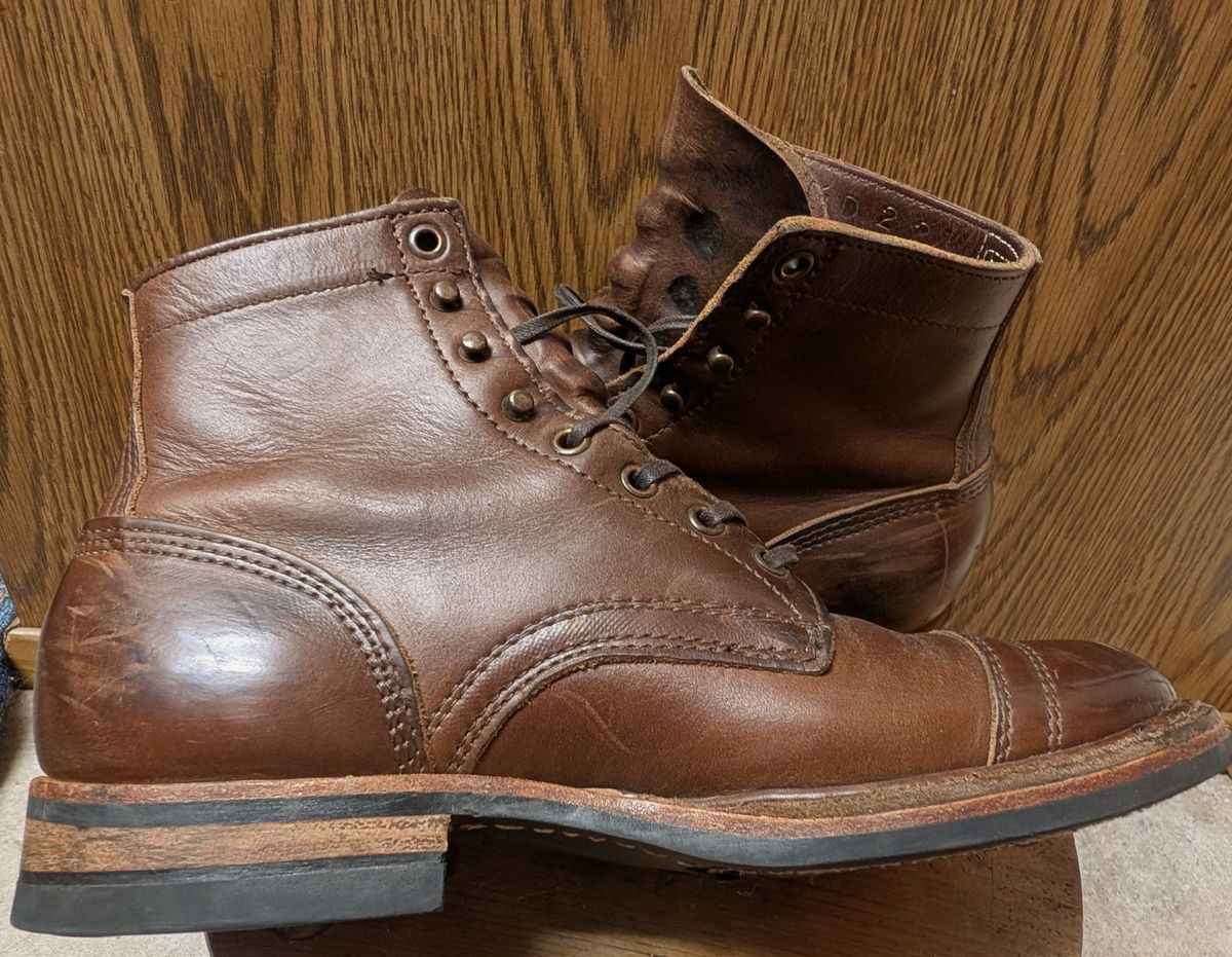 Photo by franklynne on December 27, 2025 of the White's MP-Sherman Toe Cap in Horween Brown Chromexcel.