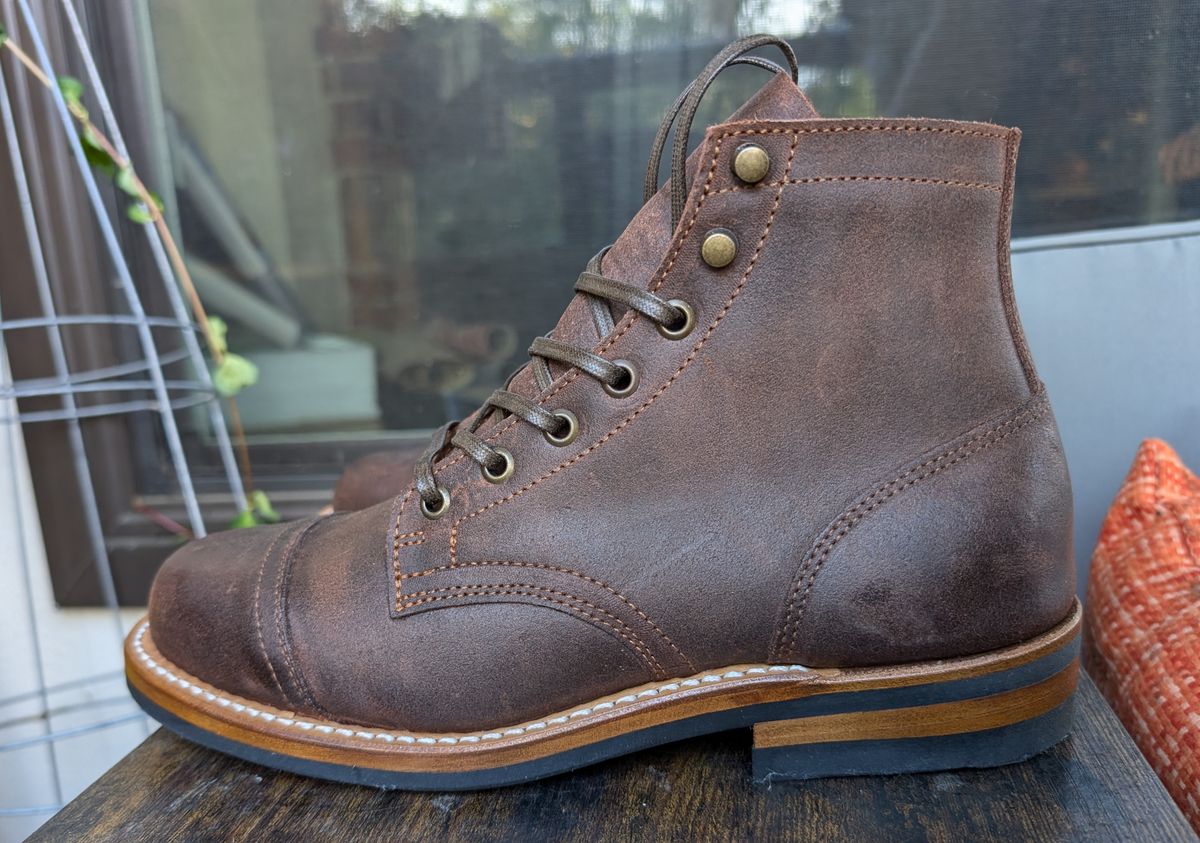 Photo by franklynne on October 1, 2024 of the Truman Cap Toe Boot in C.F. Stead Snuff Waxy Commander Suede.