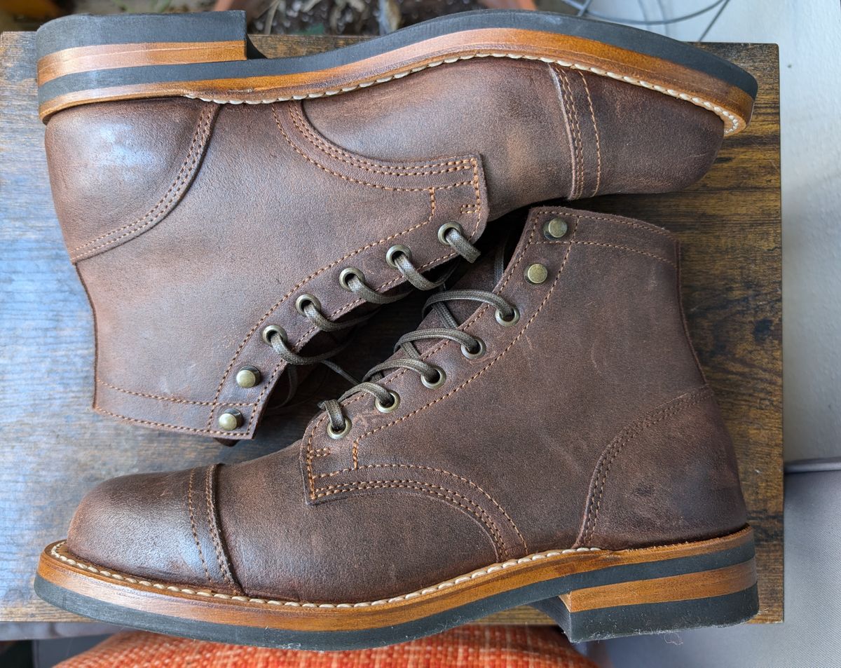 Photo by franklynne on October 1, 2024 of the Truman Cap Toe Boot in C.F. Stead Snuff Waxy Commander Suede.