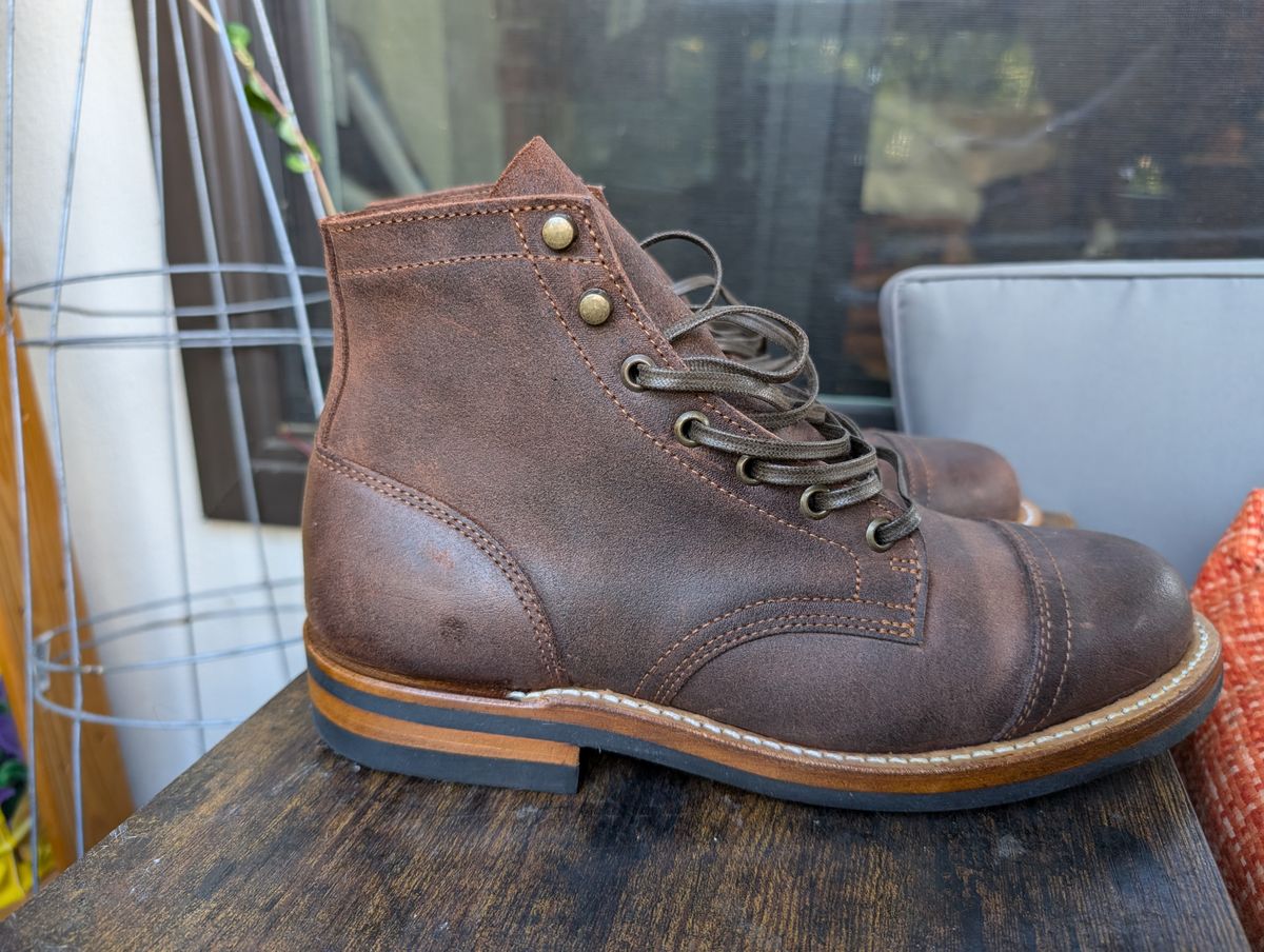 Photo by franklynne on October 1, 2024 of the Truman Cap Toe Boot in C.F. Stead Snuff Waxy Commander Suede.