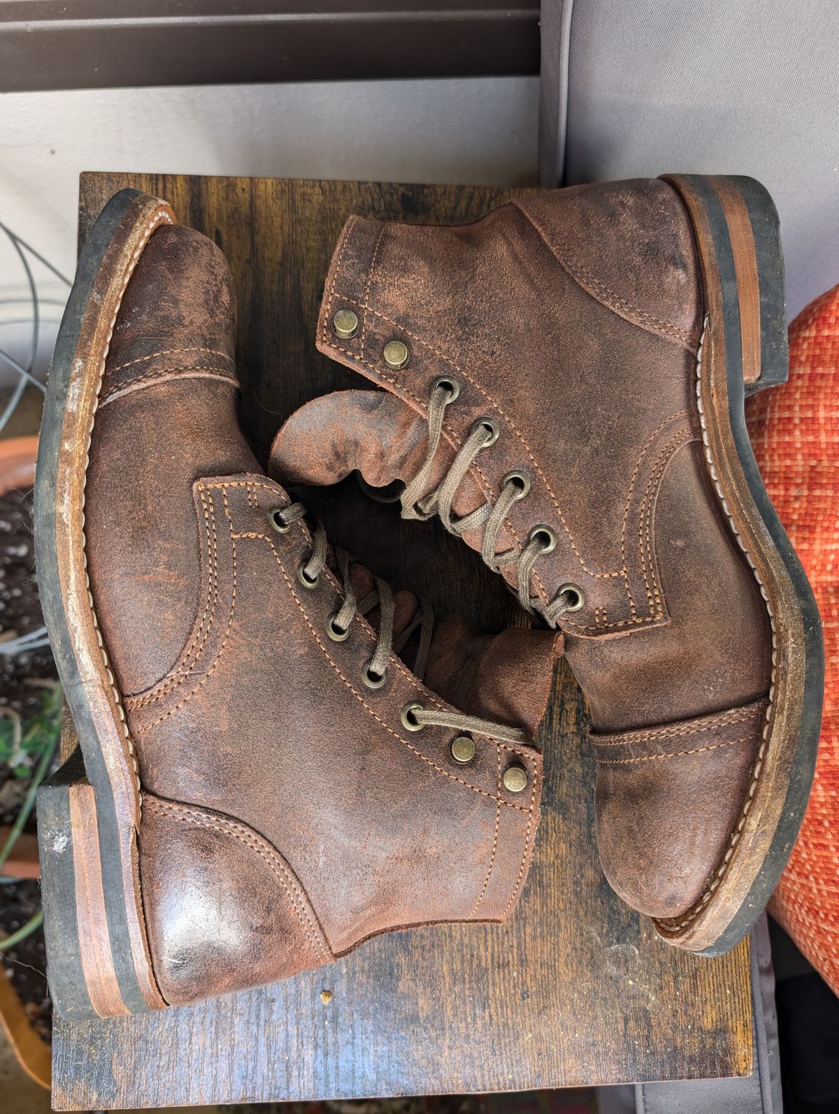 Photo by franklynne on November 3, 2024 of the Truman Cap Toe Boot in C.F. Stead Snuff Waxy Commander Suede.