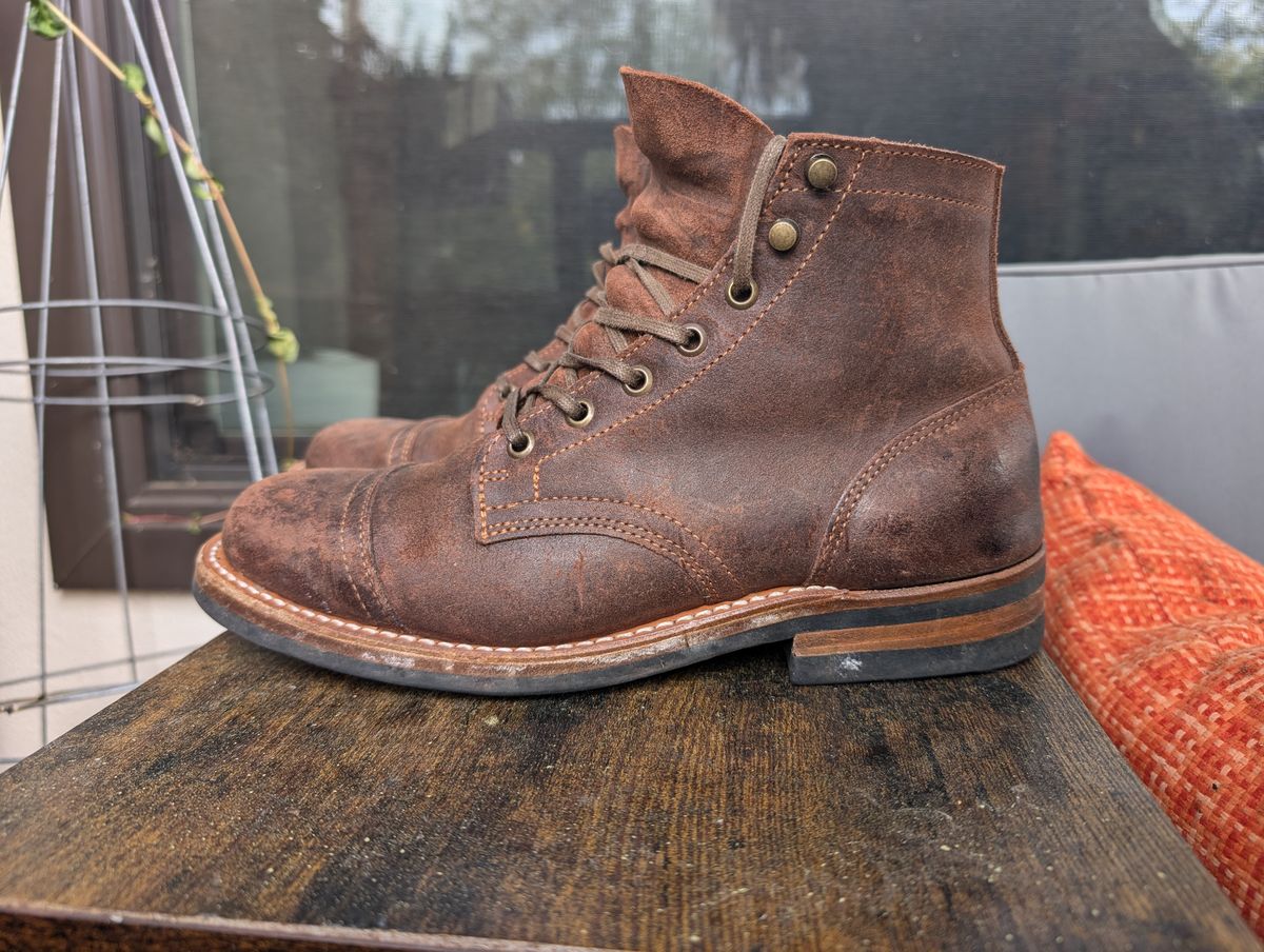 Photo by franklynne on November 3, 2024 of the Truman Cap Toe Boot in C.F. Stead Snuff Waxy Commander Suede.