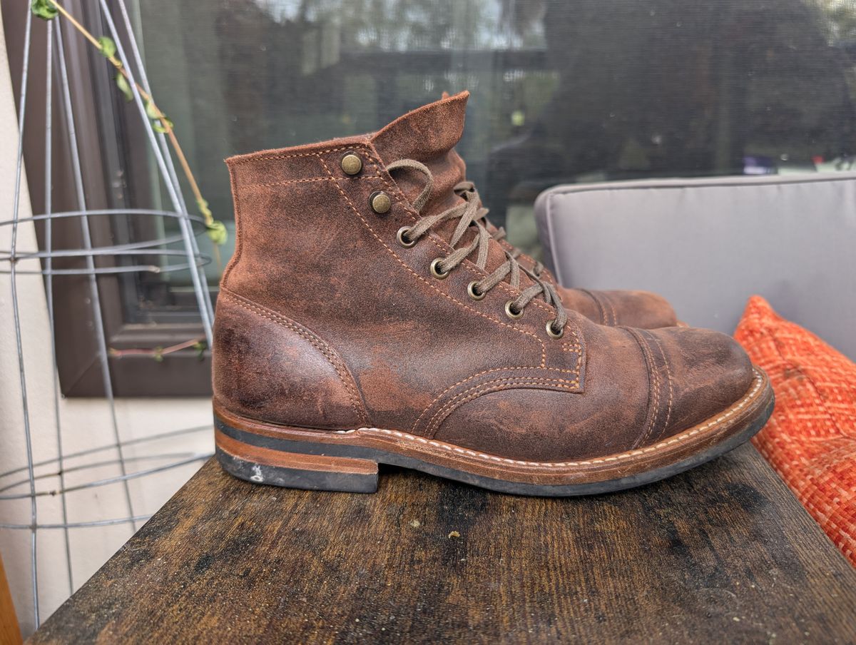 Photo by franklynne on November 3, 2024 of the Truman Cap Toe Boot in C.F. Stead Snuff Waxy Commander Suede.