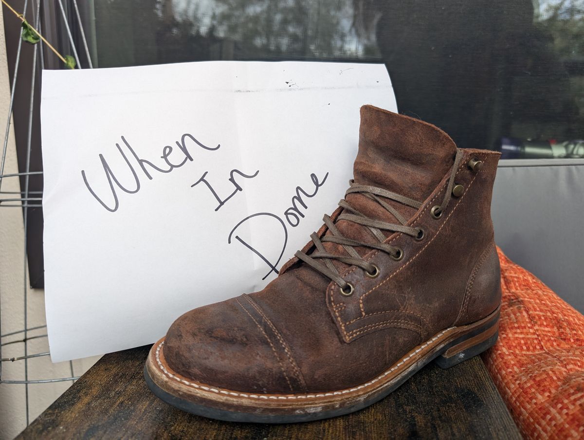 Photo by franklynne on November 3, 2024 of the Truman Cap Toe Boot in C.F. Stead Snuff Waxy Commander Suede.