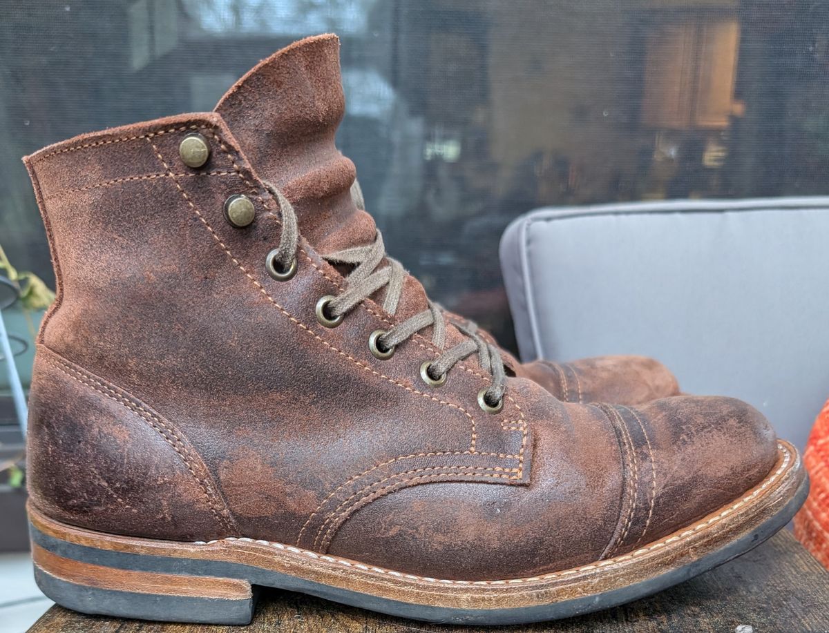 Photo by franklynne on December 3, 2024 of the Truman Cap Toe Boot in C.F. Stead Snuff Waxy Commander Suede.