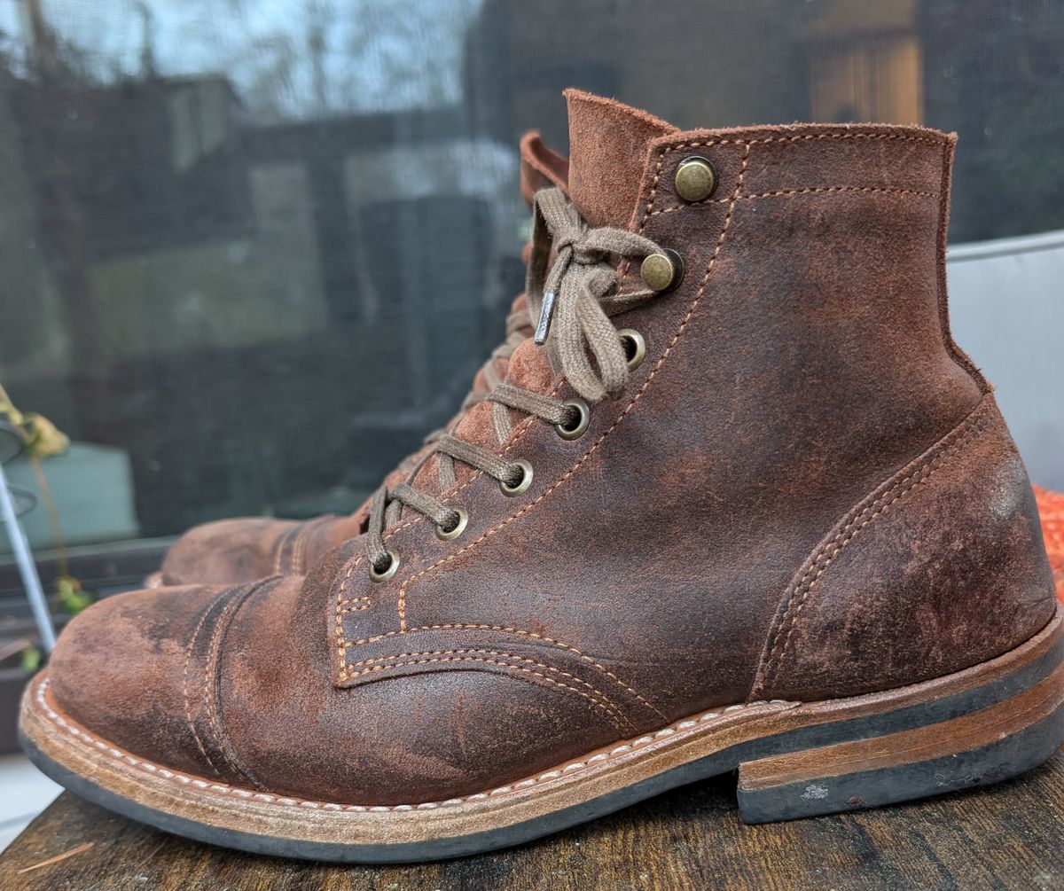 Photo by franklynne on December 3, 2024 of the Truman Cap Toe Boot in C.F. Stead Snuff Waxy Commander Suede.