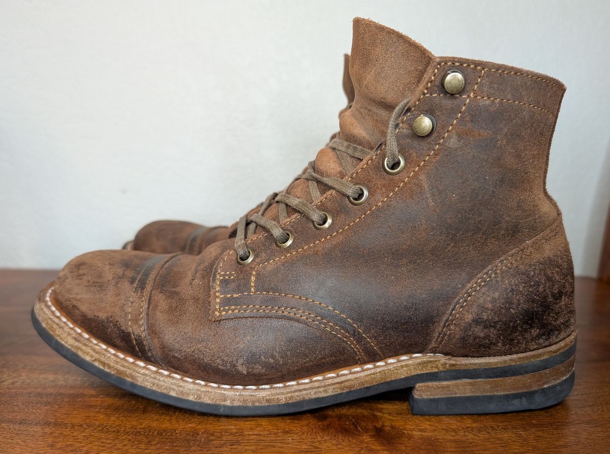 Photo by franklynne on February 6, 2025 of the Truman Cap Toe Boot in C.F. Stead Snuff Waxy Commander Suede.