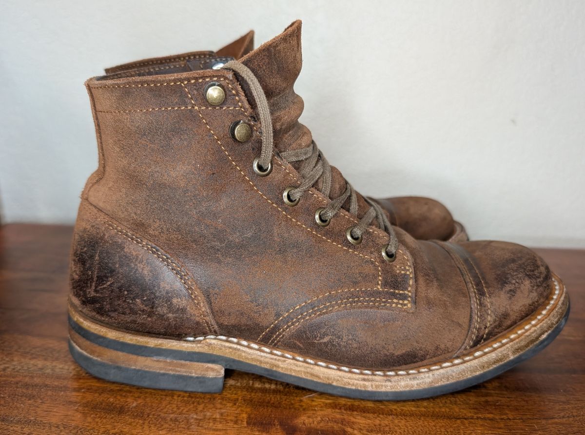Photo by franklynne on February 6, 2025 of the Truman Cap Toe Boot in C.F. Stead Snuff Waxy Commander Suede.