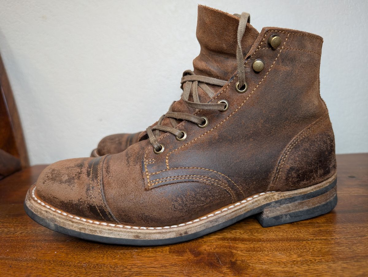 Photo by franklynne on March 5, 2025 of the Truman Cap Toe Boot in C.F. Stead Snuff Waxy Commander Suede.