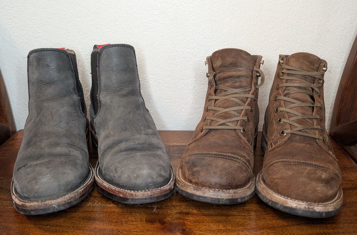 Photo by franklynne on April 5, 2025 of the Truman Cap Toe Boot in C.F. Stead Snuff Waxy Commander Suede.