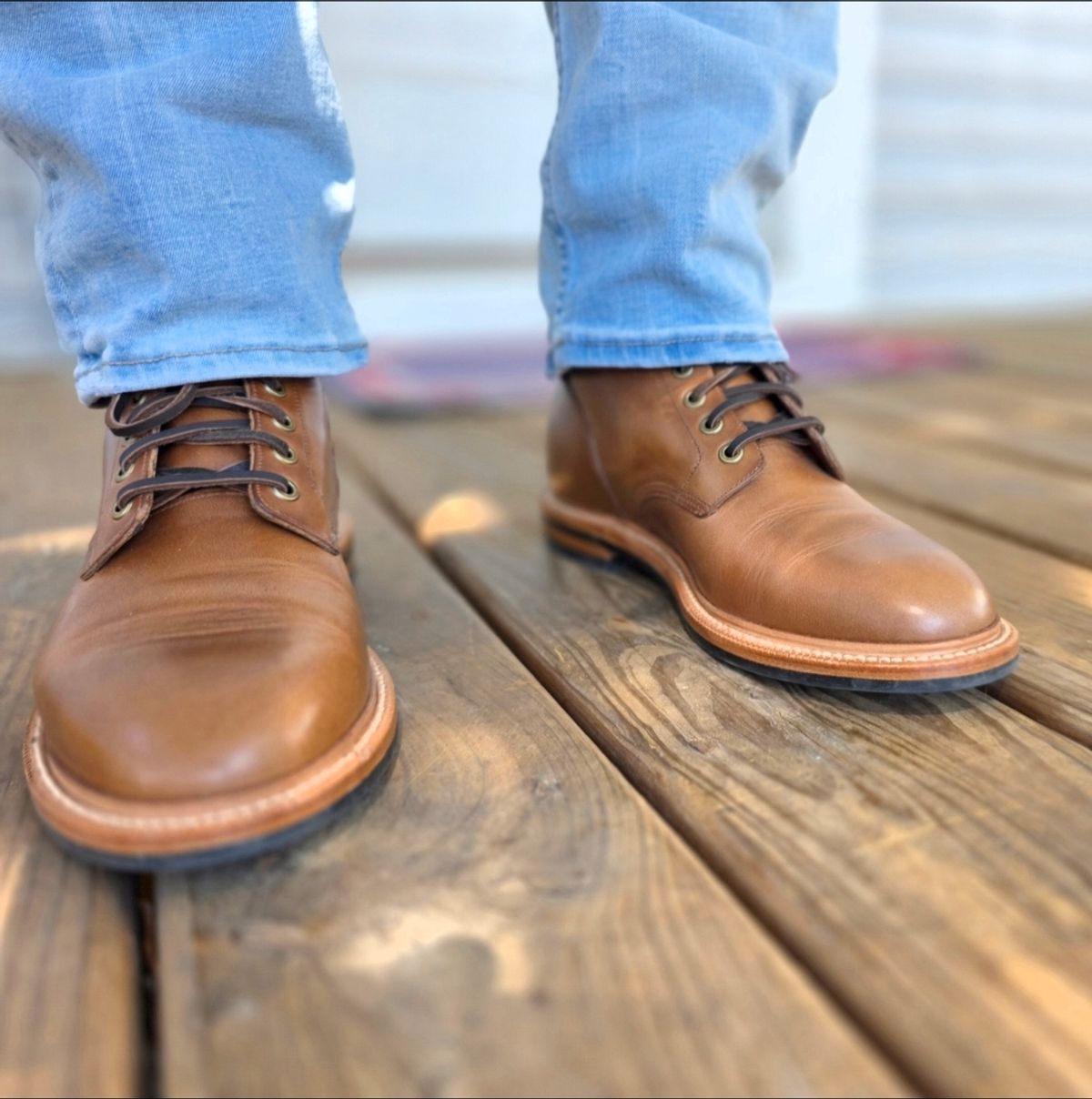 Photo by Bootropolis on April 5, 2026 of the Grant Stone Diesel Boot in Horween Dune Chromexcel.