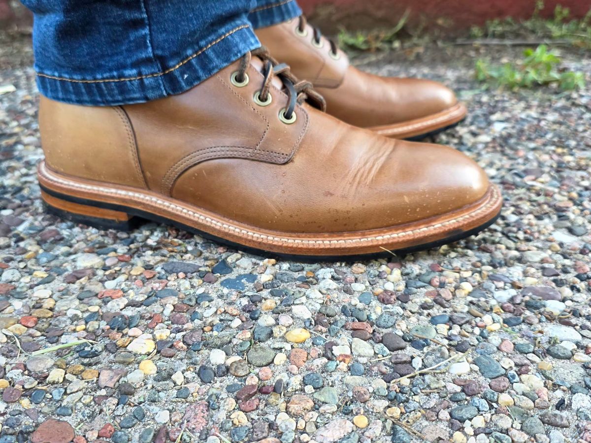 Photo by Bootropolis on July 12, 2026 of the Grant Stone Diesel Boot in Horween Dune Chromexcel.