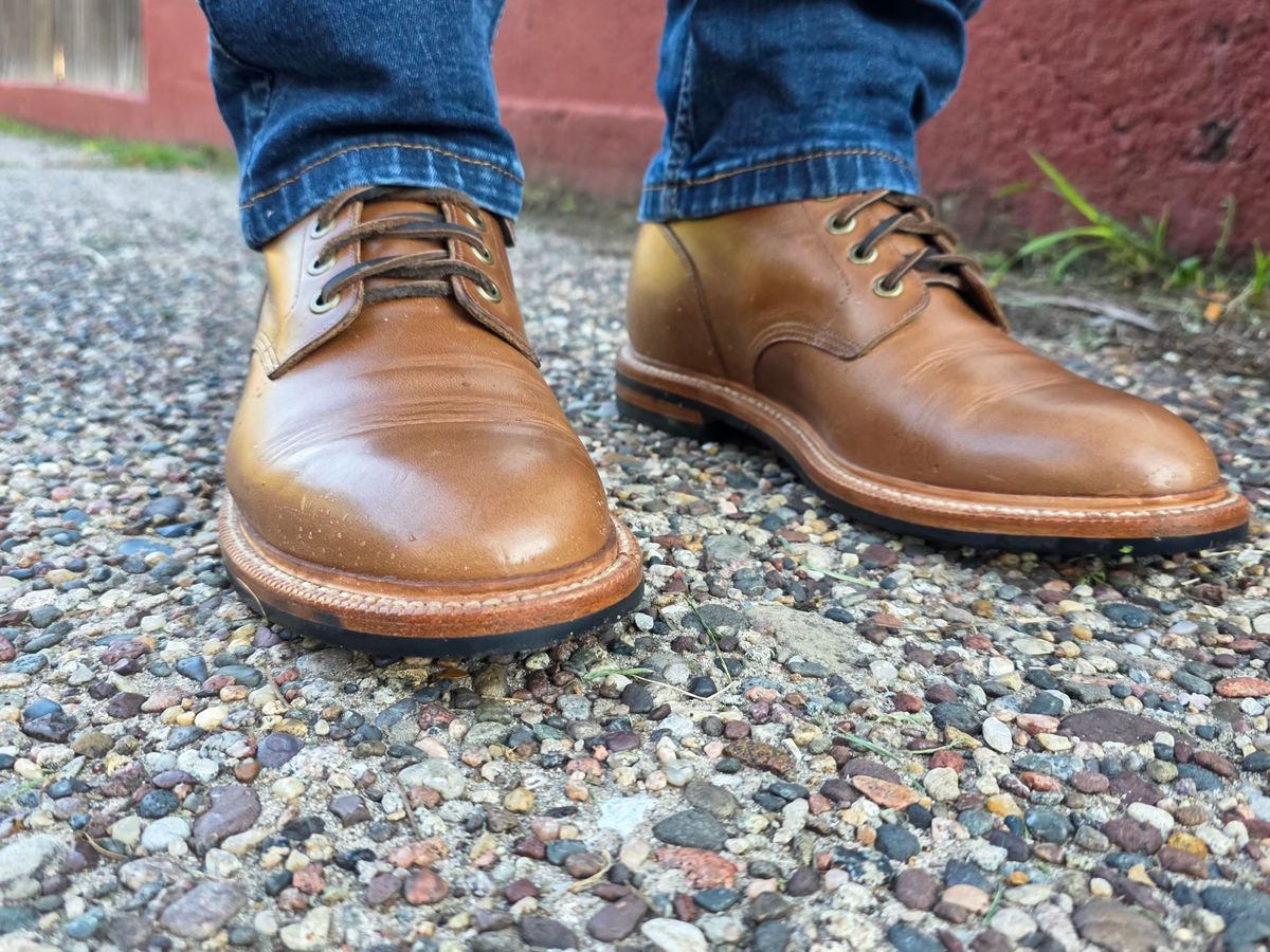 Photo by Bootropolis on July 12, 2026 of the Grant Stone Diesel Boot in Horween Dune Chromexcel.