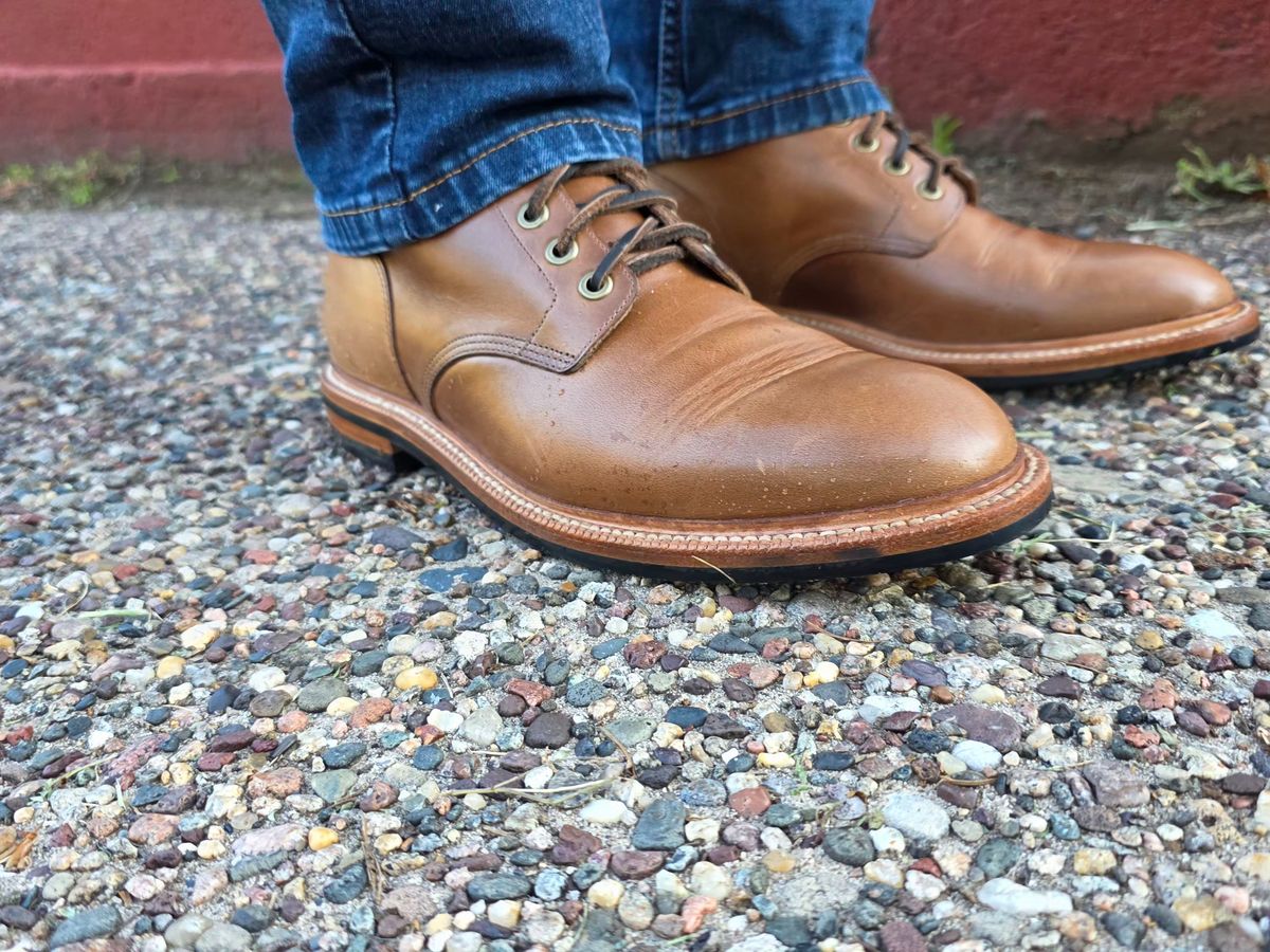 Photo by Bootropolis on July 12, 2026 of the Grant Stone Diesel Boot in Horween Dune Chromexcel.
