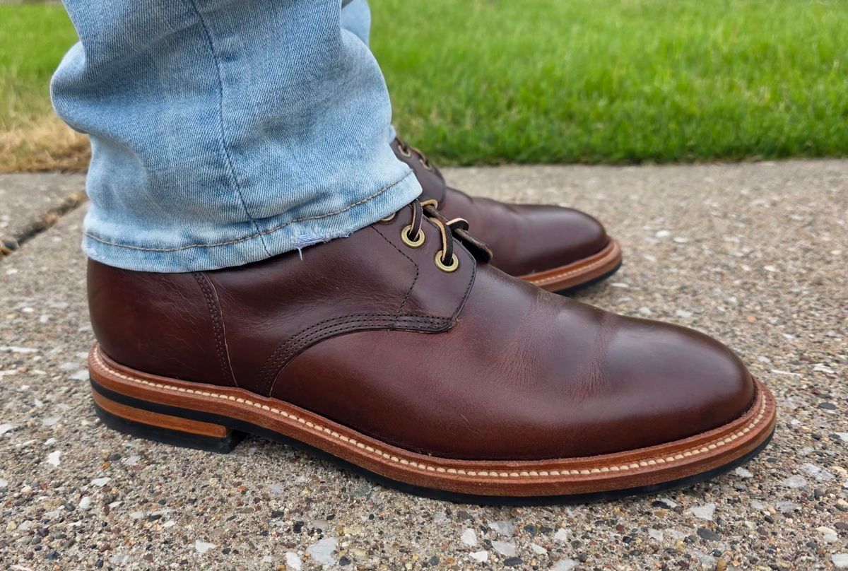 Photo by Bootropolis on July 10, 2026 of the Grant Stone Diesel Boot in Horween Crimson Chromexcel.