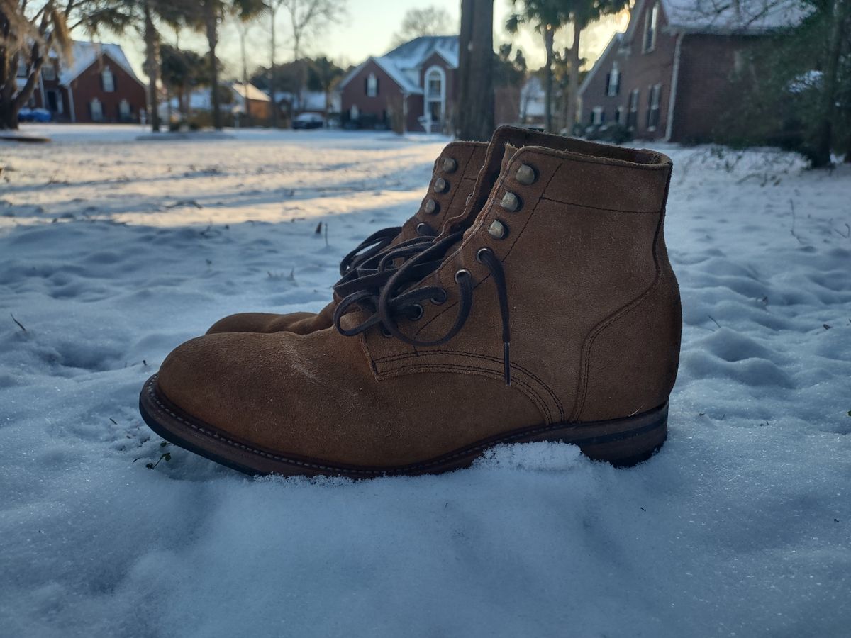 Photo by Roy on February 1, 2026 of the Parkhurst The Allen in S.B. Foot Dune Roughout Suede.