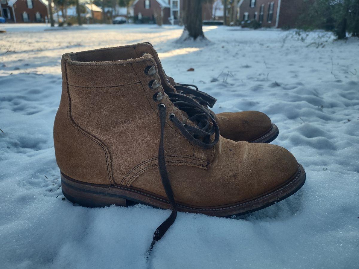 Photo by Roy on February 1, 2026 of the Parkhurst The Allen in S.B. Foot Dune Roughout Suede.