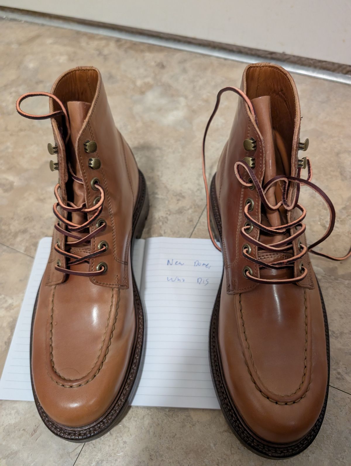 Photo by tyen10 on October 1, 2025 of the Grant Stone Brass Boot in Horween Honey Glazed Shell Cordovan.
