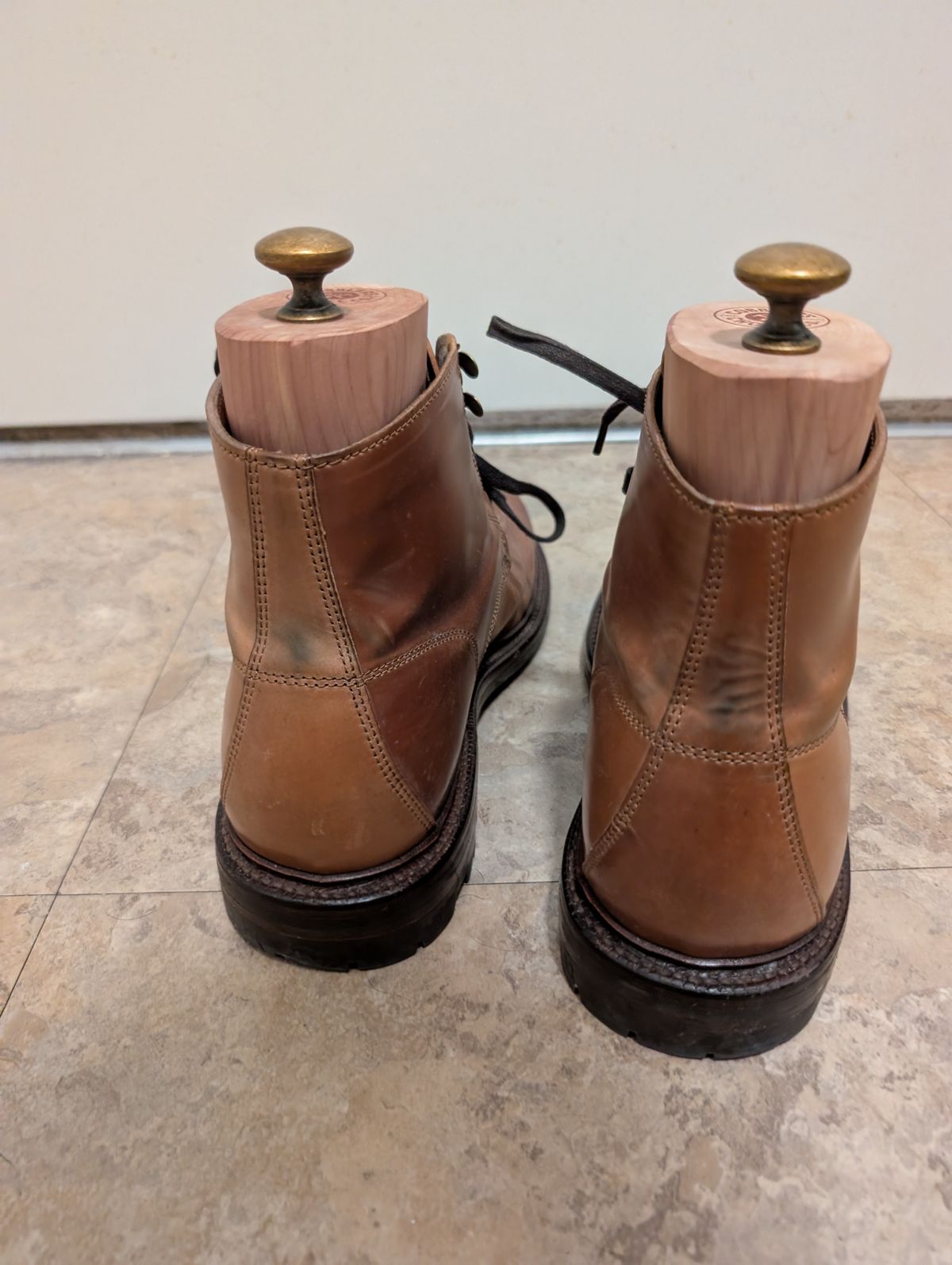 Photo by tyen10 on December 5, 2025 of the Grant Stone Brass Boot in Horween Honey Glazed Shell Cordovan.