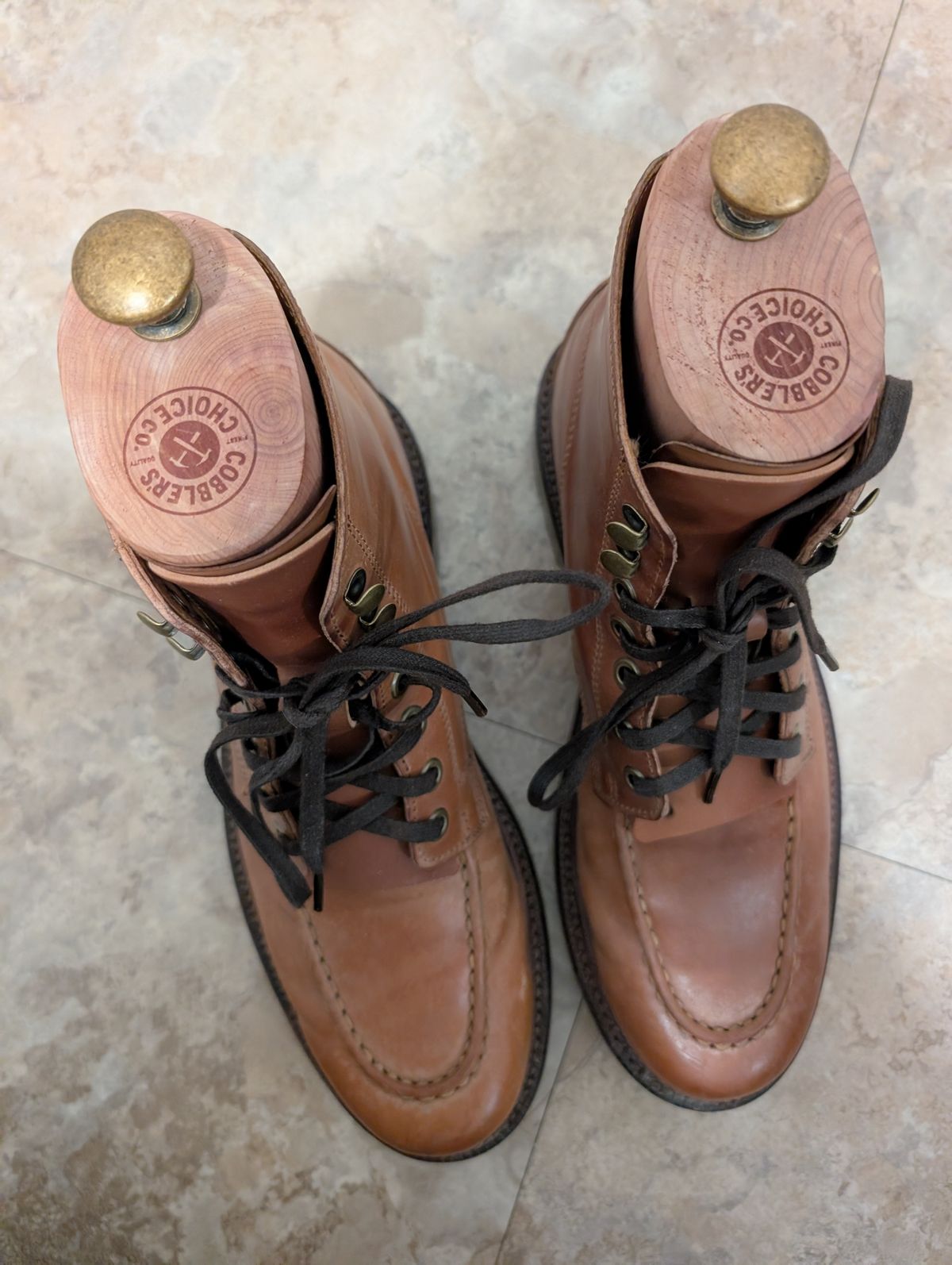 Photo by tyen10 on December 5, 2025 of the Grant Stone Brass Boot in Horween Honey Glazed Shell Cordovan.