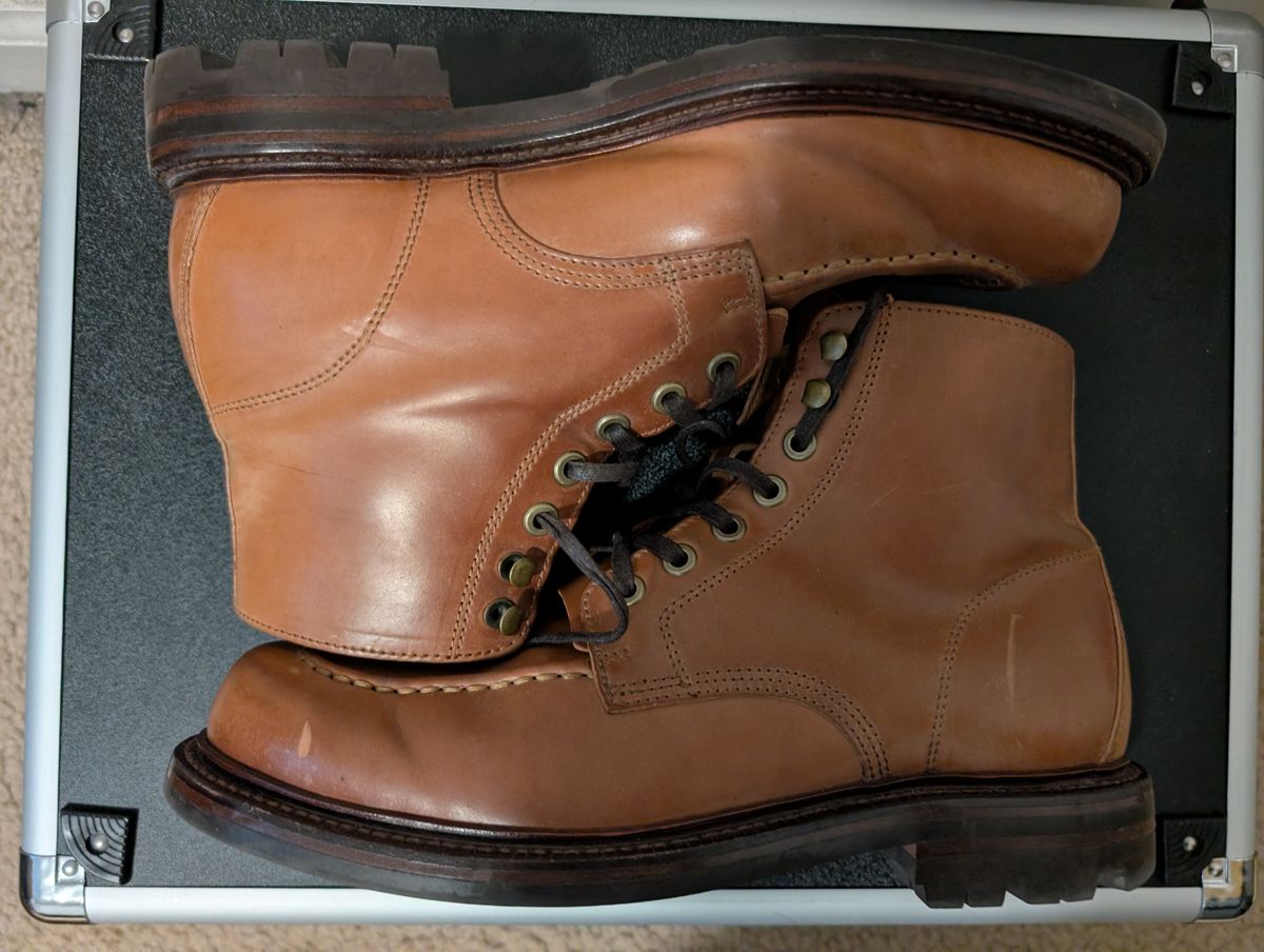 Photo by tyen10 on February 3, 2026 of the Grant Stone Brass Boot in Horween Honey Glazed Shell Cordovan.
