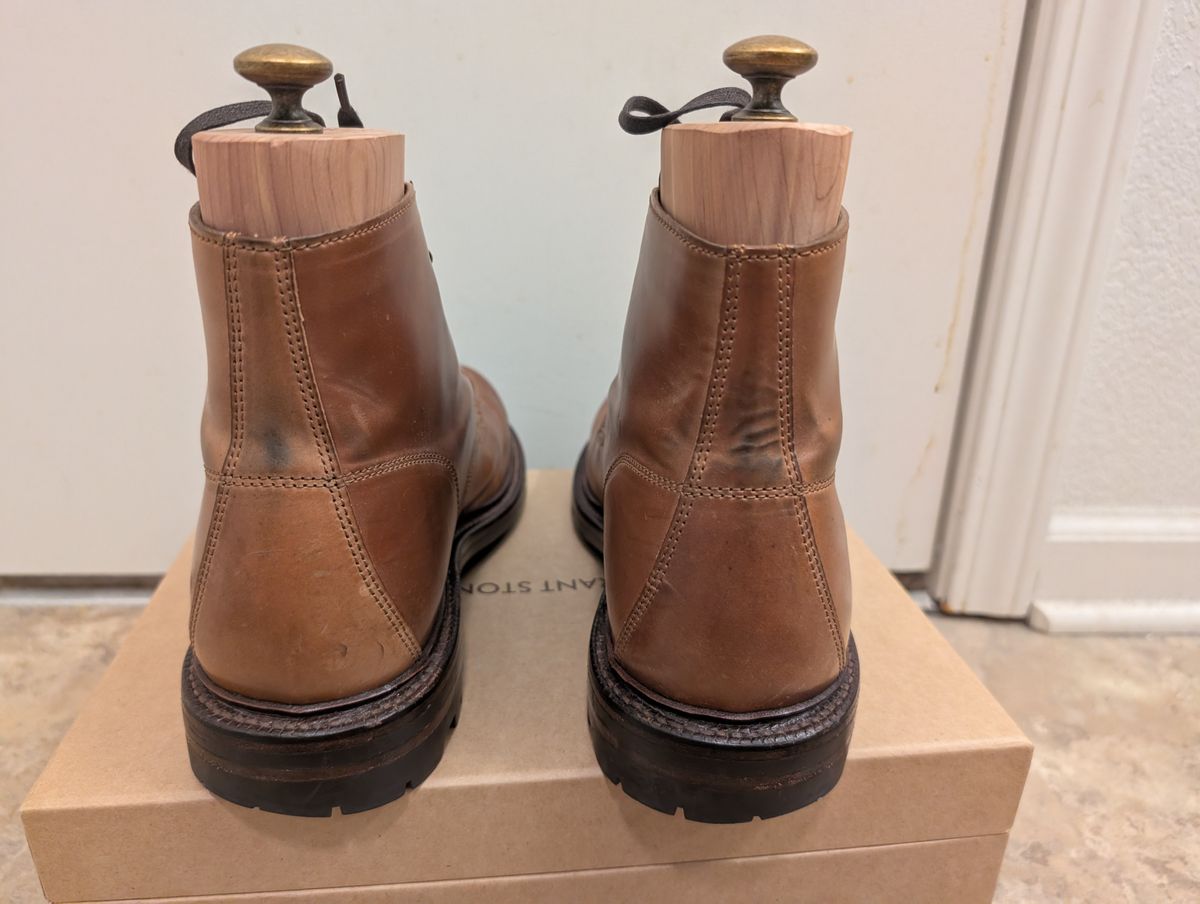 Photo by tyen10 on March 1, 2026 of the Grant Stone Brass Boot in Horween Honey Glazed Shell Cordovan.