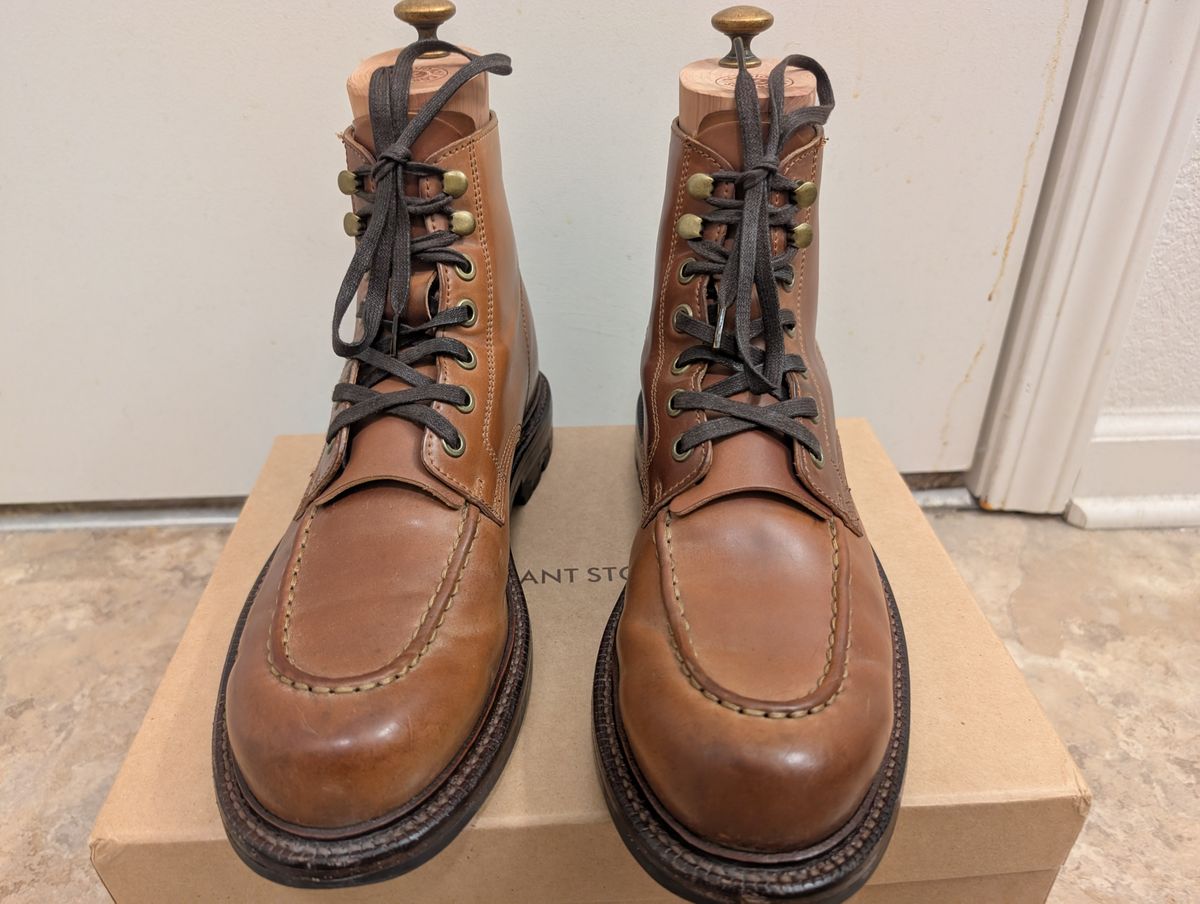 Photo by tyen10 on March 1, 2026 of the Grant Stone Brass Boot in Horween Honey Glazed Shell Cordovan.