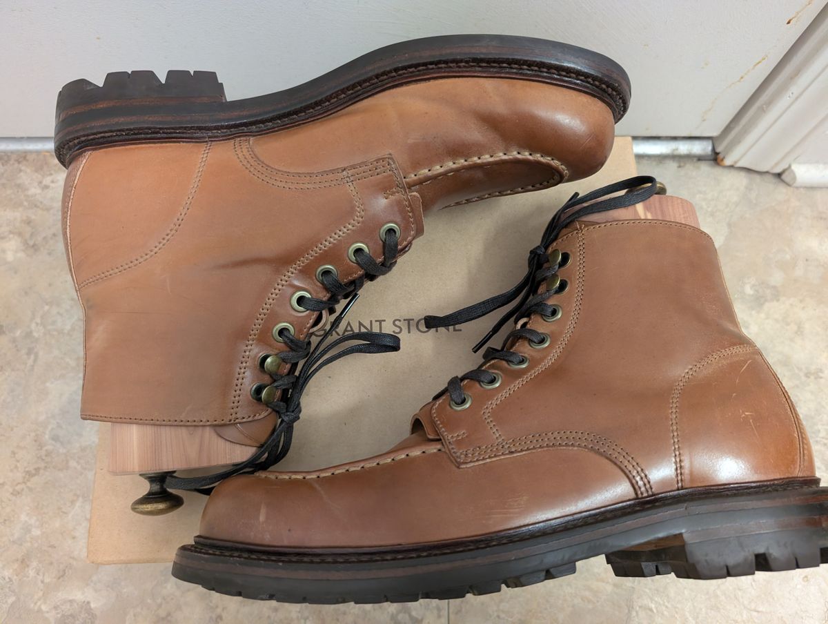 Photo by tyen10 on March 1, 2026 of the Grant Stone Brass Boot in Horween Honey Glazed Shell Cordovan.