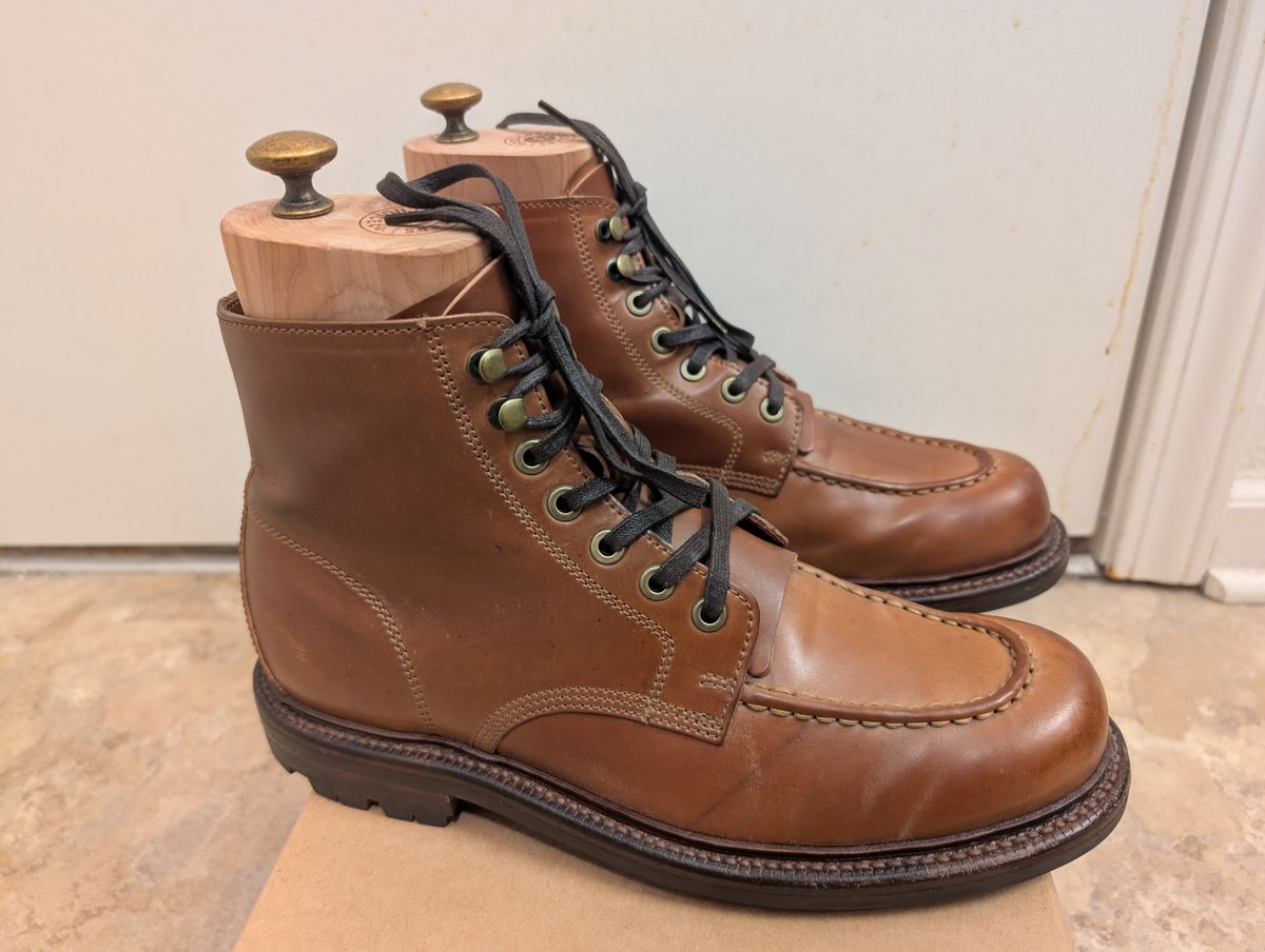 Photo by tyen10 on March 1, 2026 of the Grant Stone Brass Boot in Horween Honey Glazed Shell Cordovan.